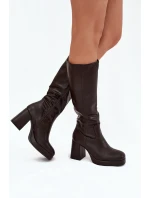 Kozaki Damskie Przed Kolano Na Zamek Obcas Słupek Czekoladowe Selvia Kozaki Damskie Przed Kolano Na Zamek Obcas Słupek Czekoladowe Selvia