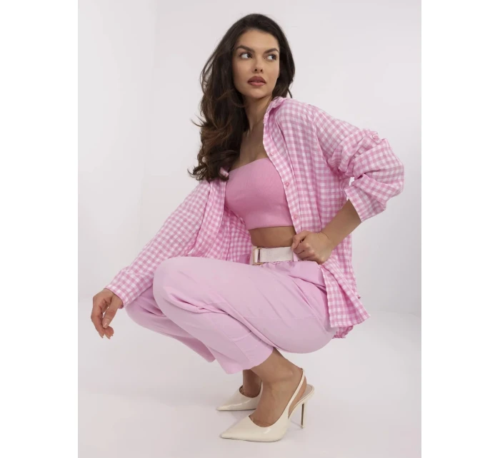 Kalhoty DHJ SP model 20969350 světle růžové - FPrice Kalhoty DHJ SP model 20969350 světle růžové - FPrice