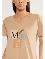 Monnari Blúzky Bavlnené tričko s ozdobným panelom Beige