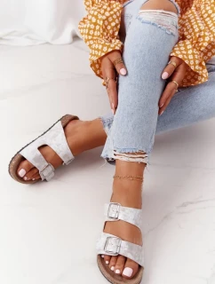 Dámske strieborné papuče Vivio