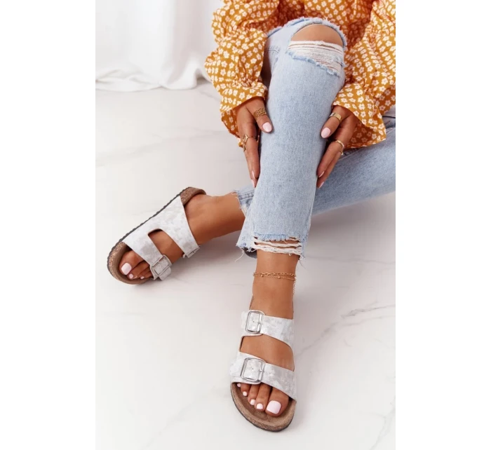 Dámske strieborné papuče Vivio