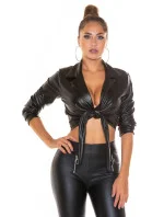 Sexy orezaná blúzka Kunstleder T2880 čierna - Koucla Sexy orezaná blúzka Kunstleder T2880 čierna - Koucla