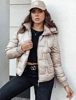 Dámska zimná bunda FASHWARM krátka prešívaná s kapucňou camel FashionStreet TY4638