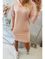 Šaty s kapucňou tmavo púdrovo ružové