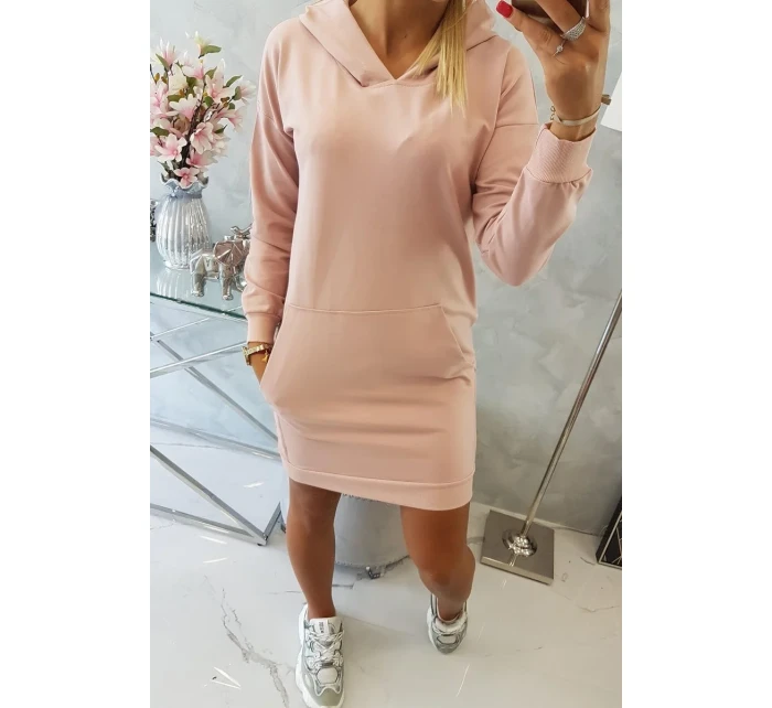 Šaty s kapucňou tmavo púdrovo ružové