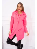 Oversize tunika s obálkou vpredu ružová neónová