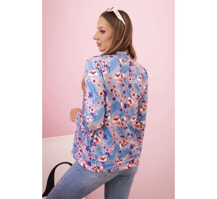 Dámská mikina na zip s květinovým vzorem šedá Dámská mikina na zip s květinovým vzorem šedá