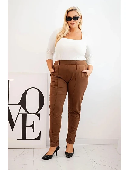 Dámské kalhoty hnědé model 22089632 - Kesi