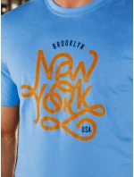 Pánske modré tričko s potlačou FashionStreet RX5370