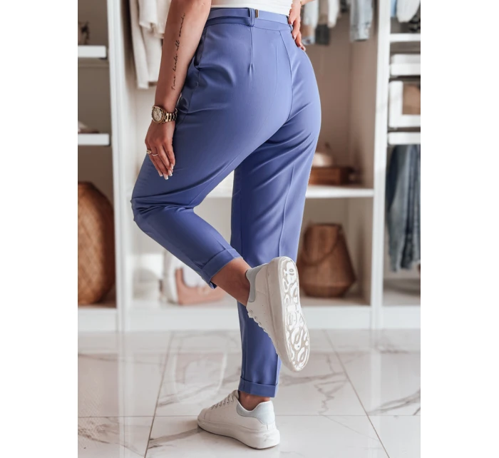 Ležérne dámske plisované nohavice s opaskom PLISSO blue FashionStreet UY2517