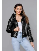 Krátka čierna dámska bunda (B8138-1)