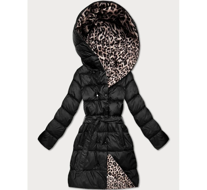 Obojstranná zimná bunda nadmernej veľkosti Black/Panther (M6-6008-1)