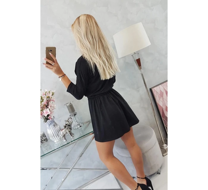 Šaty s flitrovou kapsou černé