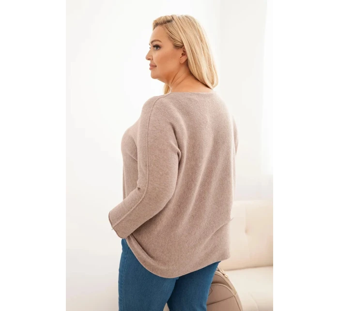 Dámsky plus size sveter s lodičkovým výstrihom Fango Dámsky plus size sveter s lodičkovým výstrihom Fango