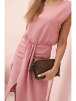 Dámske pruhované bavlnené šaty s véčkovým výstrihom a gombíkmi tmavomätové