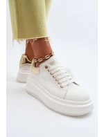 Dámské kožené tenisky model 21650209 Bílé - Goe Dámské kožené tenisky model 21650209 Bílé - Goe