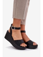 Sandały Damskie Na Koturnie Czarne Efrina