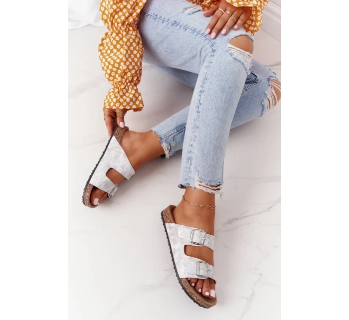 Dámske strieborné papuče Vivio