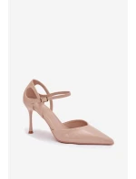 Dámske lakované lodičky s remienkom - béžové Tarilin Dámske lakované lodičky s remienkom - béžové Tarilin