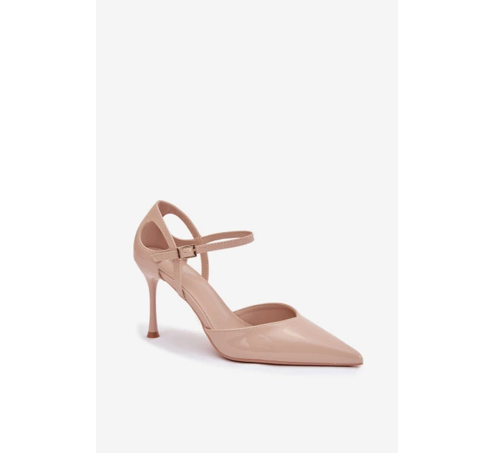 Dámske lakované lodičky s remienkom - béžové Tarilin Dámske lakované lodičky s remienkom - béžové Tarilin