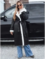 Dámský zimní kabát dlouhý černý kožený Dstreet model 21990796 - FashionStreet