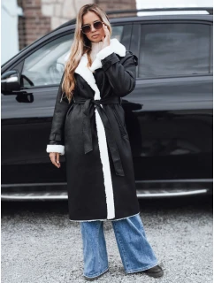 Dámský zimní kabát dlouhý černý kožený Dstreet model 21990796 - FashionStreet