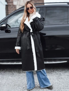 Dámský zimní kabát dlouhý černý kožený Dstreet model 21990796 - FashionStreet