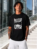 Tshirt męski oversize bawełniany z nadrukiem czarny model 22216069 - FashionStreet