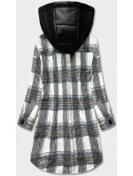 Ecru/sivá dámska károvaná košeľová bunda (AG3-1813) Ecru/sivá dámska károvaná košeľová bunda (AG3-1813)