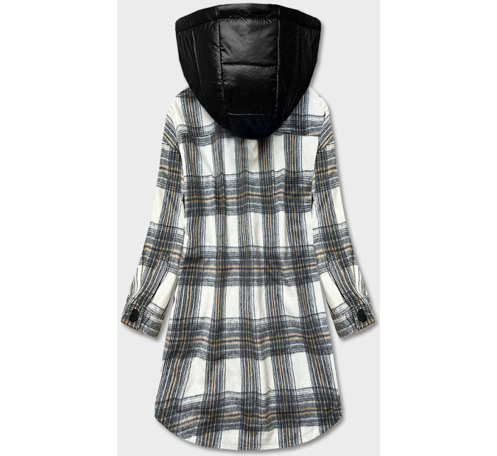Ecru/sivá dámska károvaná košeľová bunda (AG3-1813)