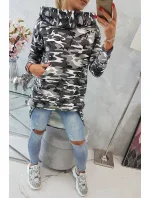 Mikina s dlhým chrbtom moro grey+black