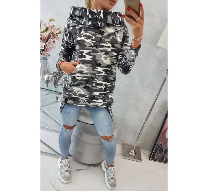 Mikina s dlhým chrbtom moro grey+black