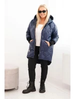 Dámske Plus veľkosť zimná bunda prešívaná s kapucňou Garnet