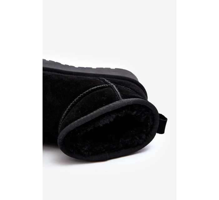 Modne Zamszowe Niskie Śniegowce Czarne Nucca