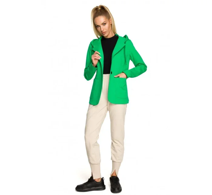 model 17626046 Bunda s kapucí a jedním knoflíkem černá - Moe