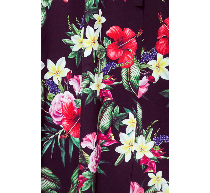 Maxi šaty s volánom a kvetinovou potlačou Numoco - čierne