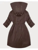 Hnědá dámská bunda s ohrnutými rukávy model 20911366 - LHD