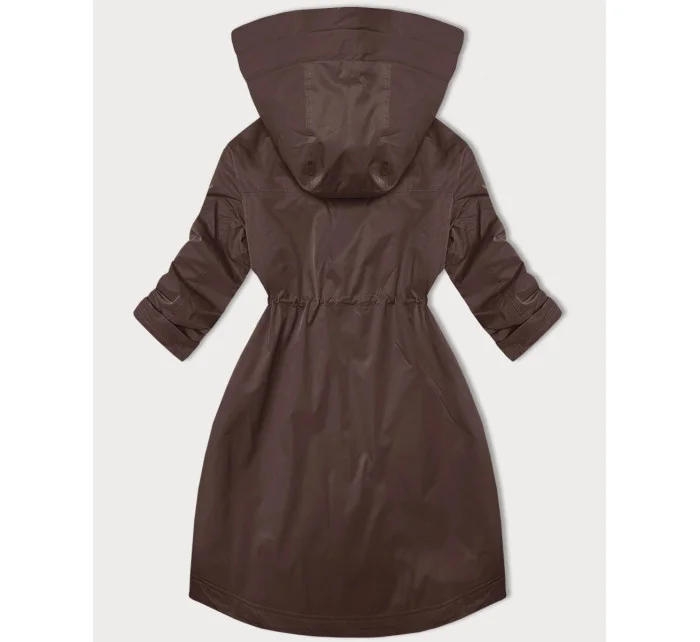 Hnědá dámská bunda s ohrnutými rukávy model 20911366 - LHD