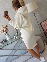 Šaty s kapucňou a bočným rázporkom ecru