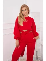 Zateplená súprava s krátkou mikinou červená