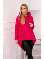 Zateplená mikina s dlouhými zády a kapucí fuchsiová Zateplená mikina s dlouhými zády a kapucí fuchsiová