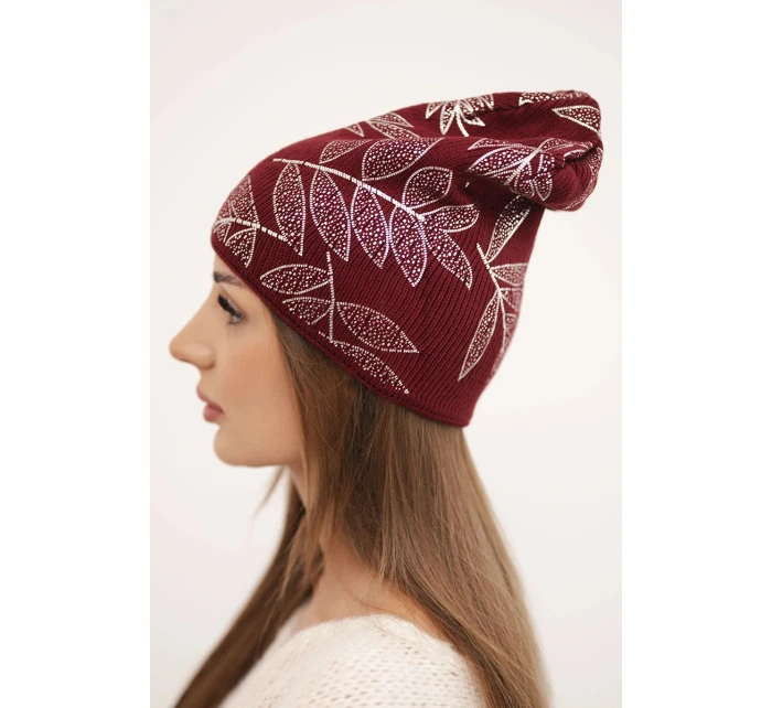 Dámska zimná vlnená čiapka s dvojitým okrajom K426 oranžová