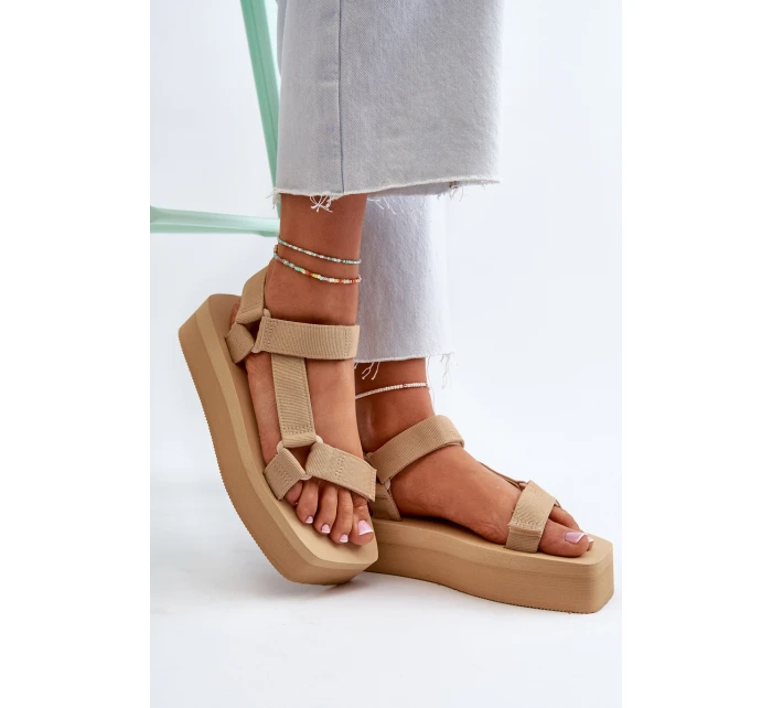 Sandały Damskie Na Platformie Beżowe Edireda Sandały Damskie Na Platformie Beżowe Edireda