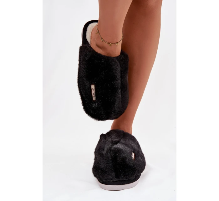 Kožešinové dámské pantofle černé Belinna