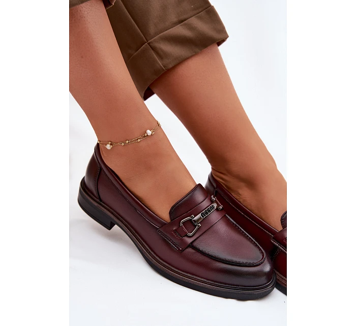 Kožené dámské mokasyny Vinceza 39983 bordó