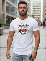 Pánske biele tričko s retro potlačou FashionStreet NX5094R