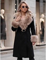 Płaszcz damski z odpinanym czarny model 22404879 - FashionStreet Płaszcz damski z odpinanym czarny model 22404879 - FashionStreet