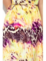 296-8 VICTORIA Trapézové šaty - žlutý leopardí potisk