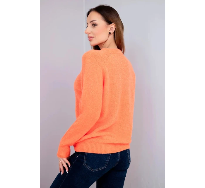 Dámsky detský sveter z alpaky s dlhými rukávmi oranžový Dámsky detský sveter z alpaky s dlhými rukávmi oranžový