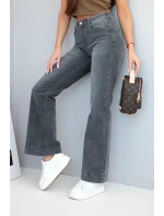 Dámske džínsy s rovnými nohavicami a vysokým pásom graphite